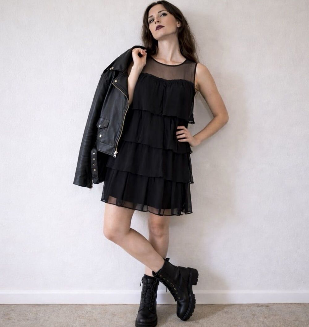 Silk Tier Ruffle Shift Dress M Illusion Sweetheart Cocktail Short Above Knee LBD - Picture 2 of 8
